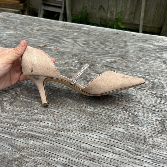Nina BRYSTOL ALAMO TAN SUEDE MID-HEEL D'ORSAY DRESS PUMP  size 6 - Picture 5 of 6